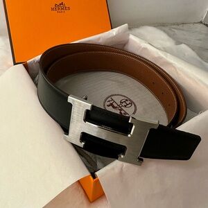 Hermes Black and Brown Leather Belt